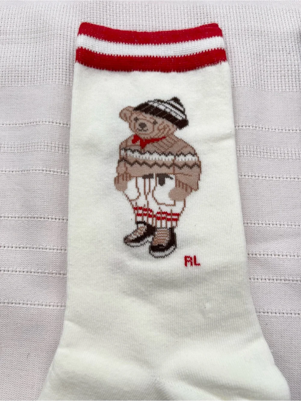 Polo by Ralph Lauren Two-Pack Bear Crew Socks - 2 pairs Cream & Navy